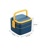 Blue Double-Layer Portable Lunch Box